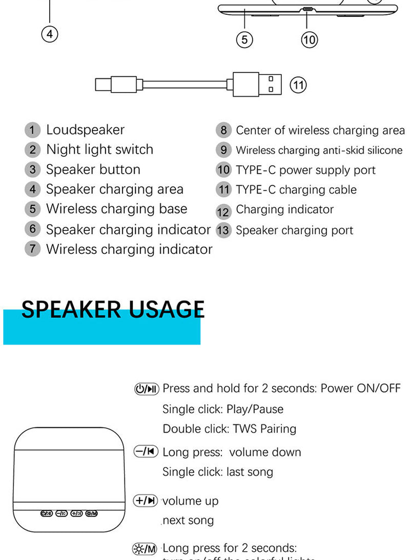 Night Light Charger 3 in 1 with Bedside Lamp Versatile New Trend