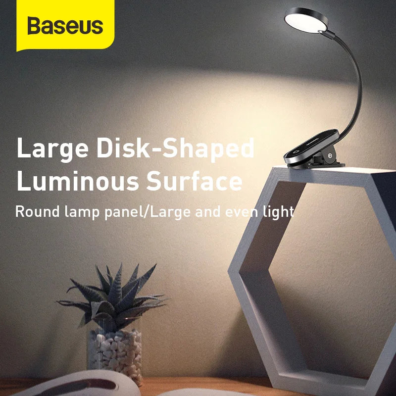 Baseus Clip Table Lamp LED Desk Flexible Touch Study Reading Lamp for Bedroom Bedside Desktop USB Rechargeable Table Light