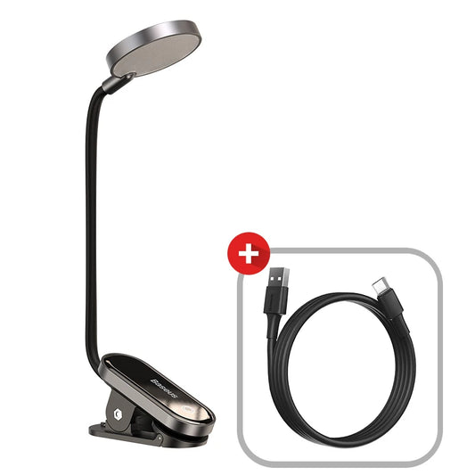 Baseus Clip Table Lamp LED Desk Flexible Touch Study Reading Lamp for Bedroom Bedside Desktop USB Rechargeable Table Light