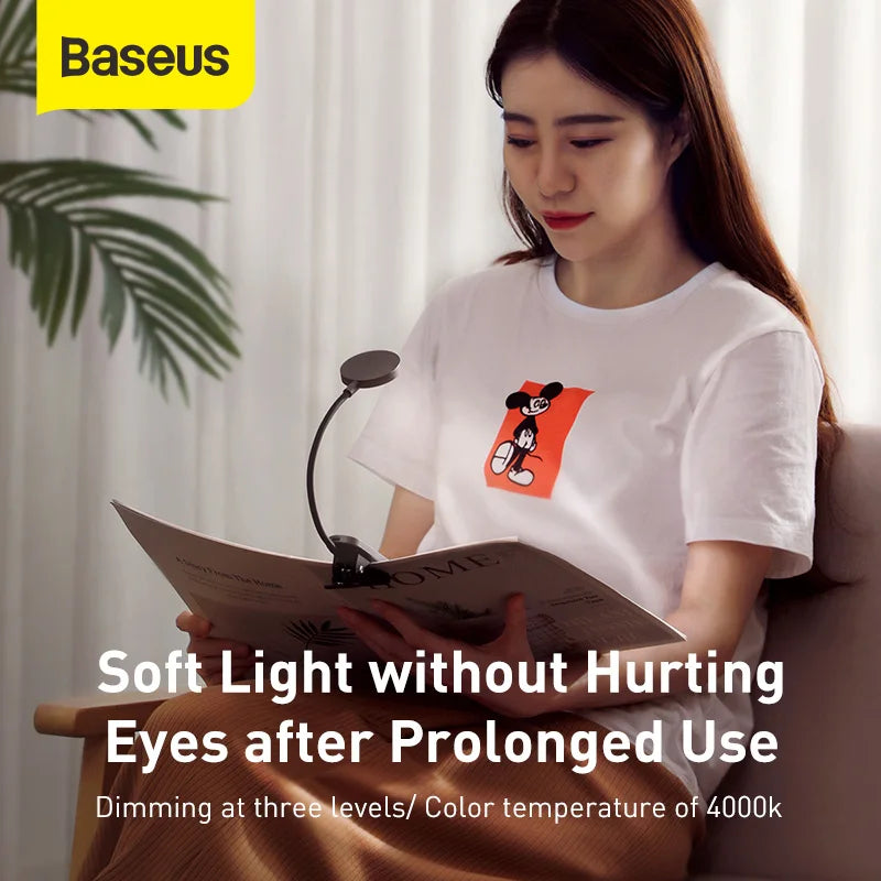 Baseus Clip Table Lamp LED Desk Flexible Touch Study Reading Lamp for Bedroom Bedside Desktop USB Rechargeable Table Light
